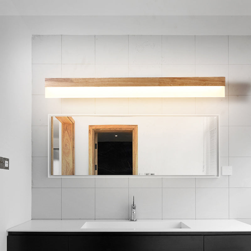 Wooden Led Vanity Light Fixtures With Modern Design And Acrylic Shade