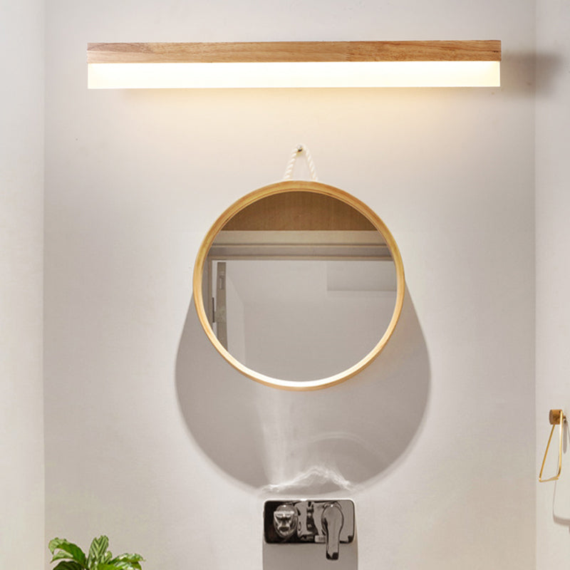 Wooden Led Vanity Light Fixtures With Modern Design And Acrylic Shade