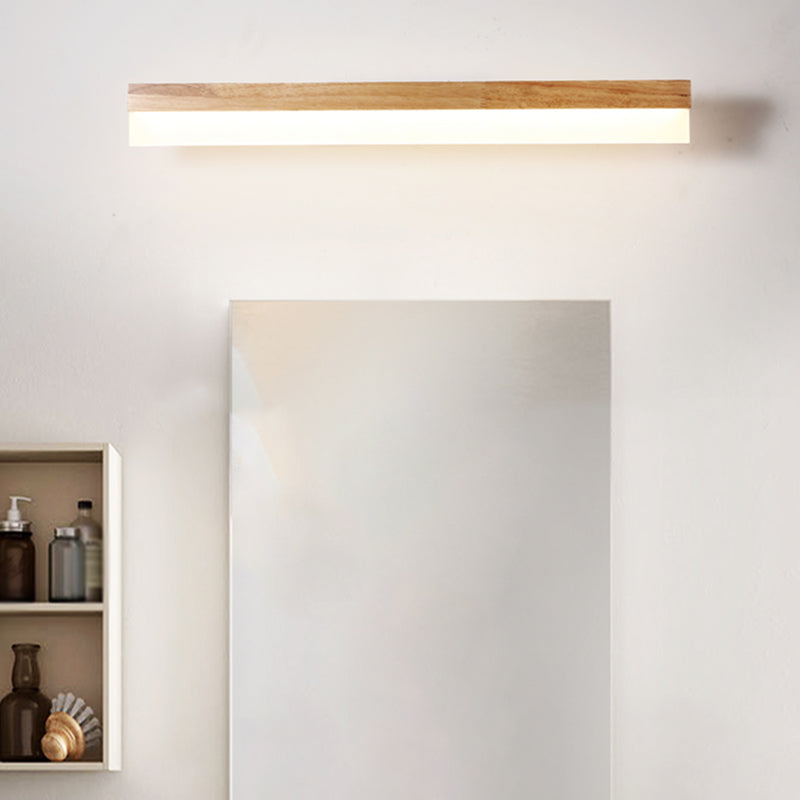 Wooden Led Vanity Light Fixtures With Modern Design And Acrylic Shade