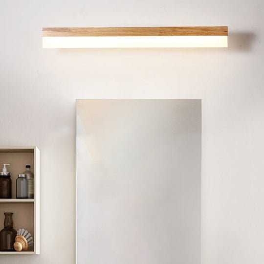 Wooden Led Vanity Light Fixtures With Modern Design And Acrylic Shade