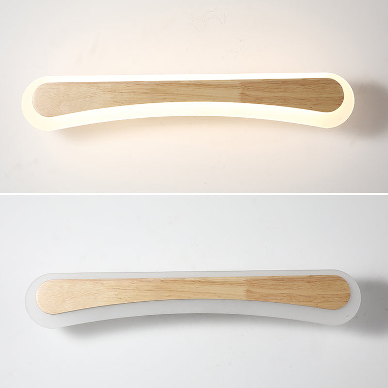 Wooden Led Vanity Light Fixtures With Modern Design And Acrylic Shade