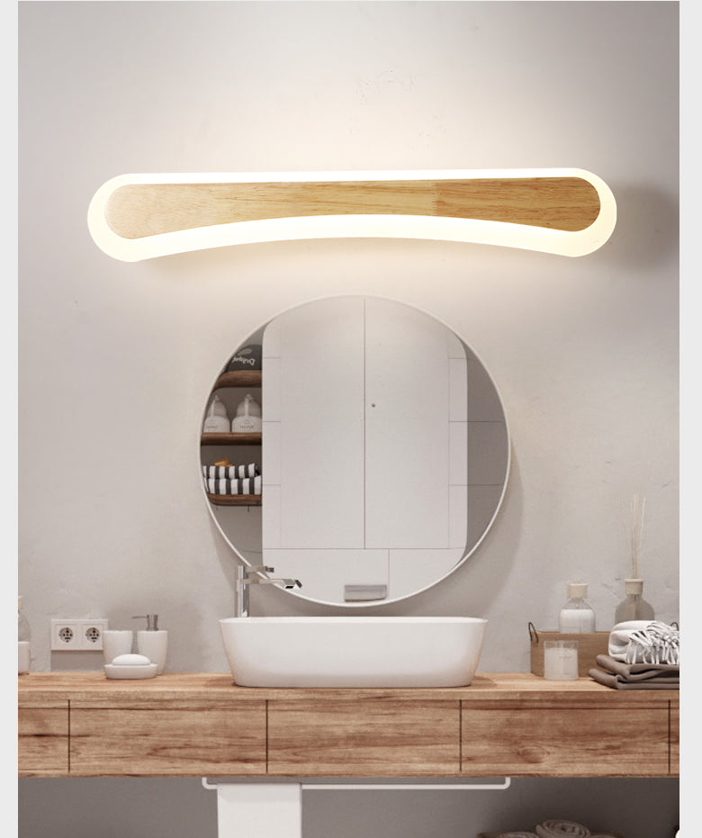 Wooden Led Vanity Light Fixtures With Modern Design And Acrylic Shade