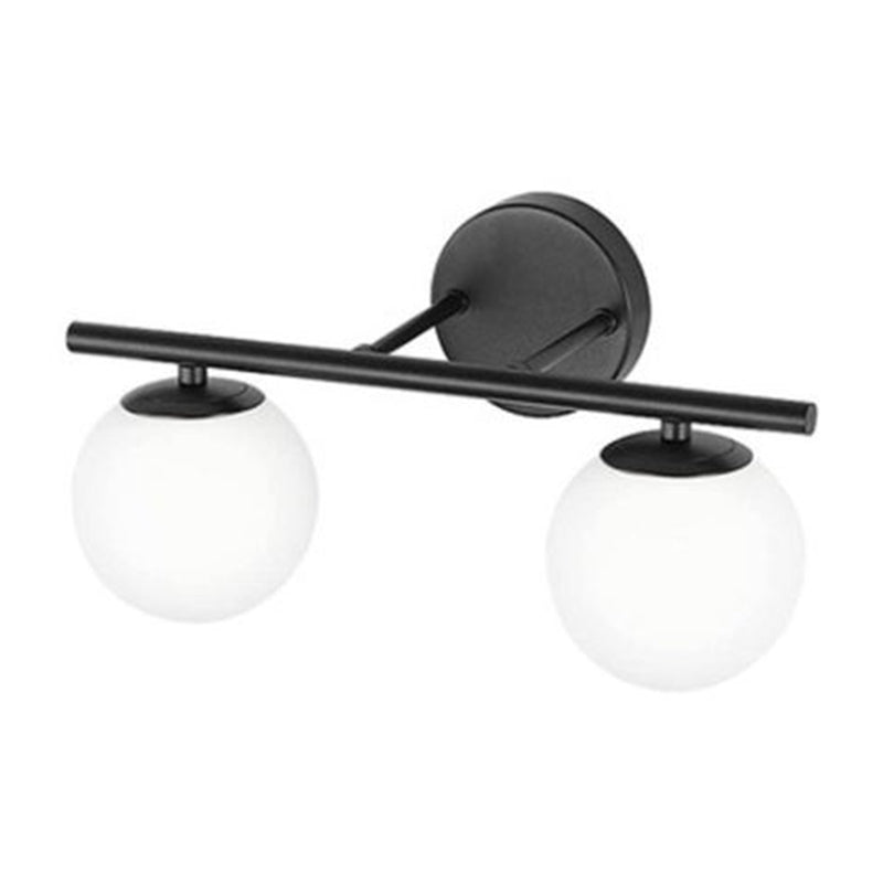 Contemporary Frosted Glass Ball Vanity Lamp With Metal Sconce For Bathrooms