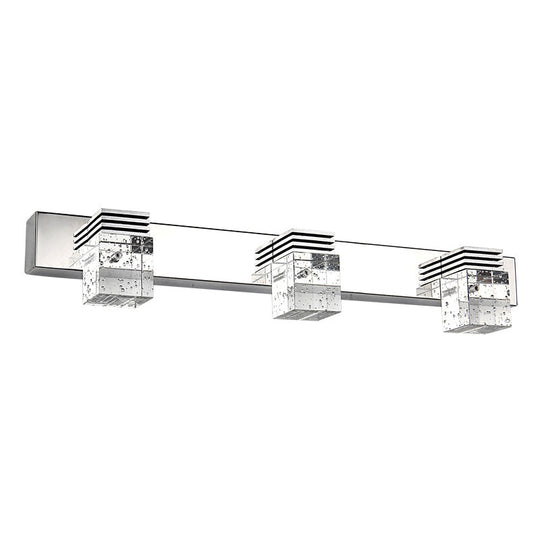 Modern Stainless Steel Bathroom Wall Light With Crystal Bubble Shade