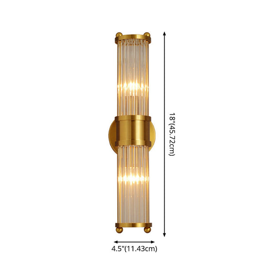 Gold Finish Crystal Led Bathroom Vanity Lights - 2 Head Wall Mount Lamp For Indoor Lighting