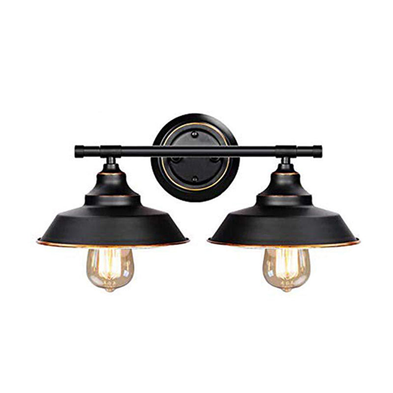 Vintage 2-Head Metal Wall Sconce Light For Bathroom Vanity Black