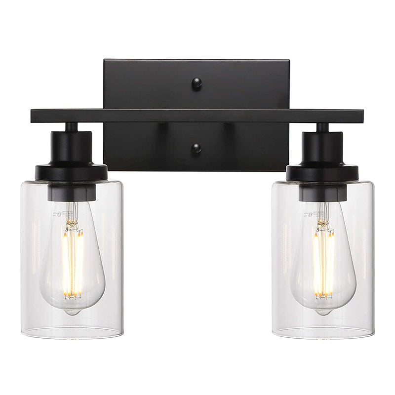 Industrial Style Dual-Head Wall Mounted Vanity Lamp With Pure Glass Shades For Bathrooms