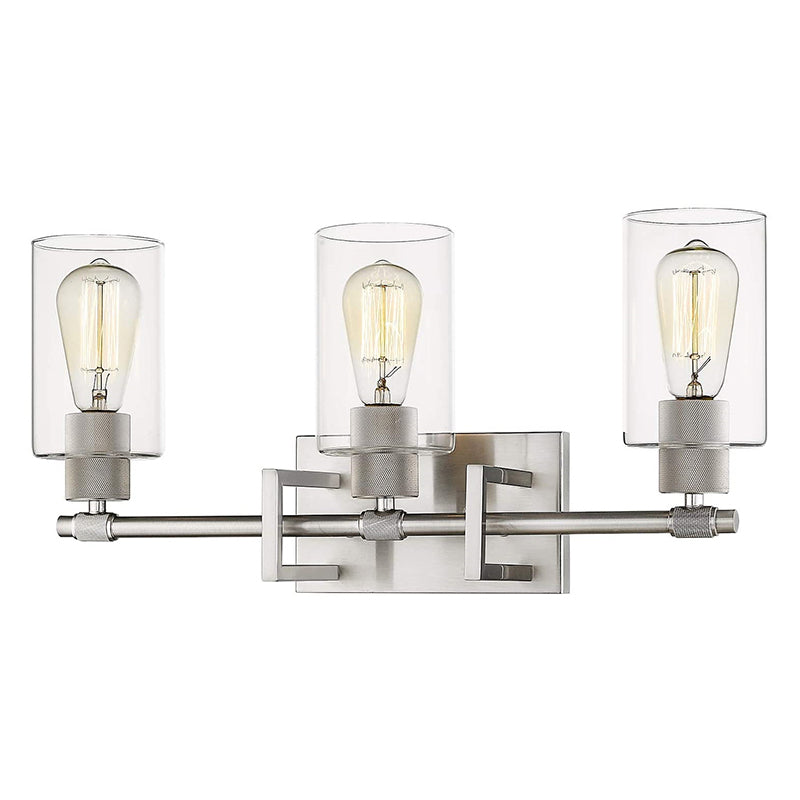 Metal Wall Mount Bathroom Sconces With Glass Shade 3 / Nickel