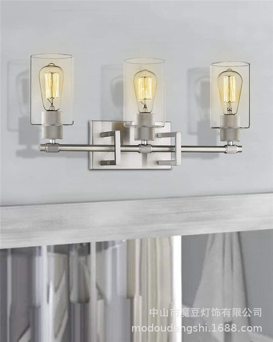 Metal Wall Mount Bathroom Sconces With Glass Shade