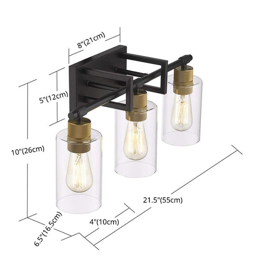 Metal Wall Mount Bathroom Sconces With Glass Shade