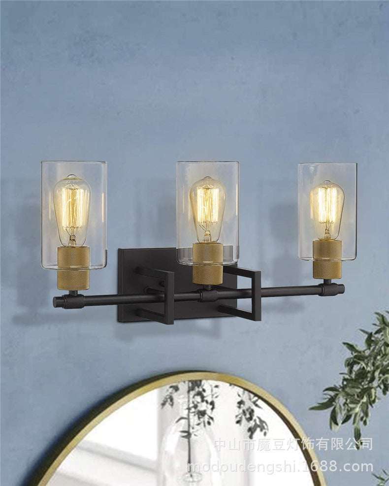 Metal Wall Mount Bathroom Sconces With Glass Shade