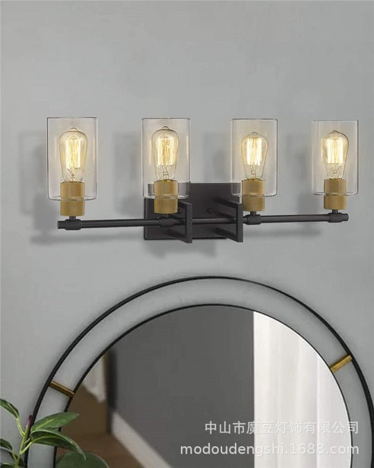 Metal Wall Mount Bathroom Sconces With Glass Shade