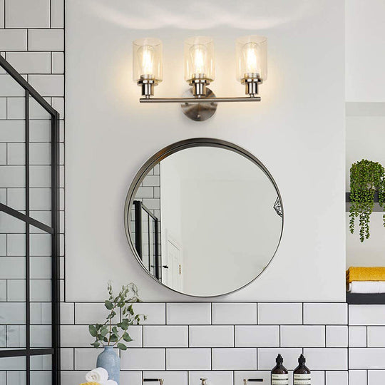 Industrial Vanity Mirror Wall Sconce With Dual Lighting For Bathroom - 3 Lights Up And Down