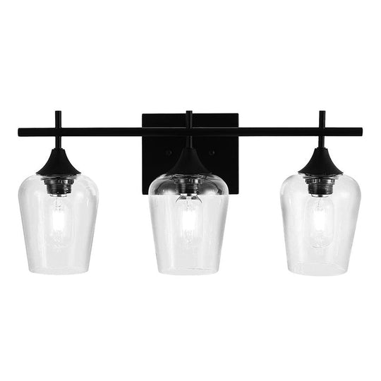 Industrial Style Vanity Mirror Lights With Transparent Glass Cups For Bathroom Fixtures Black