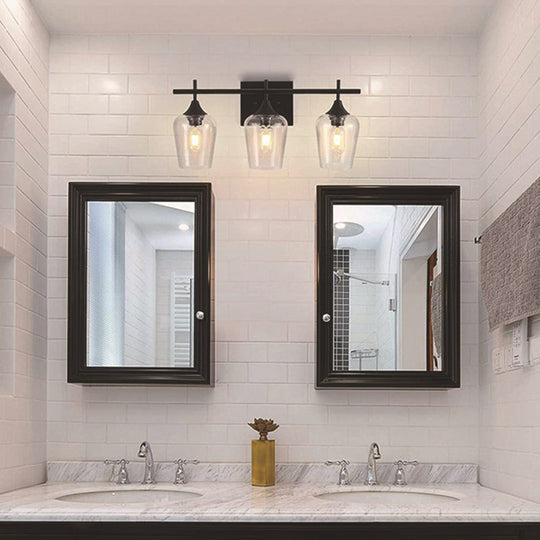 Industrial Style Vanity Mirror Lights With Transparent Glass Cups For Bathroom Fixtures