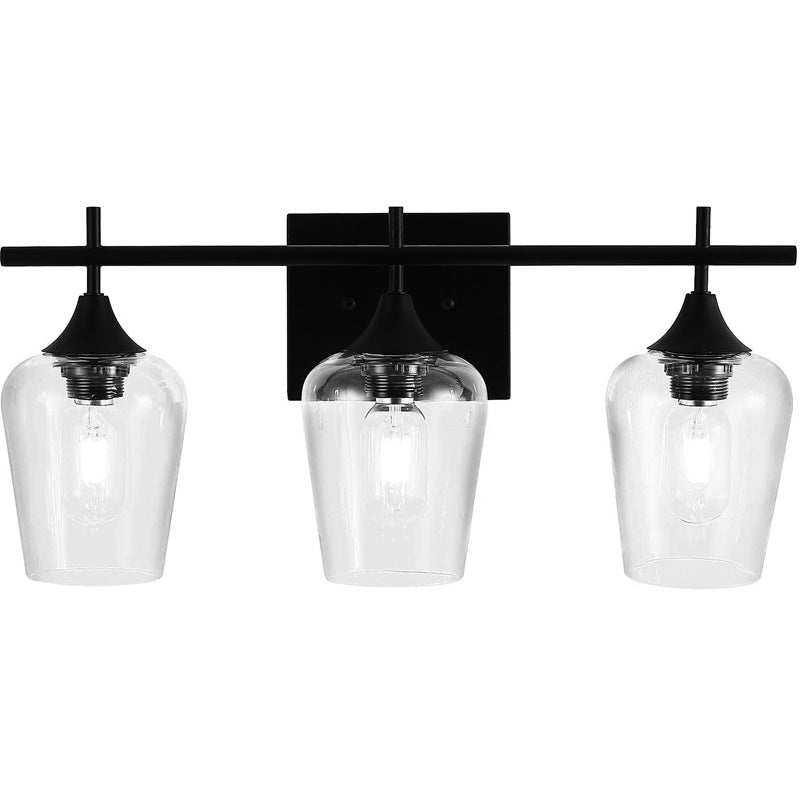 Industrial Style Vanity Mirror Lights With Transparent Glass Cups For Bathroom Fixtures