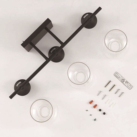 Industrial Style Vanity Mirror Lights With Transparent Glass Cups For Bathroom Fixtures