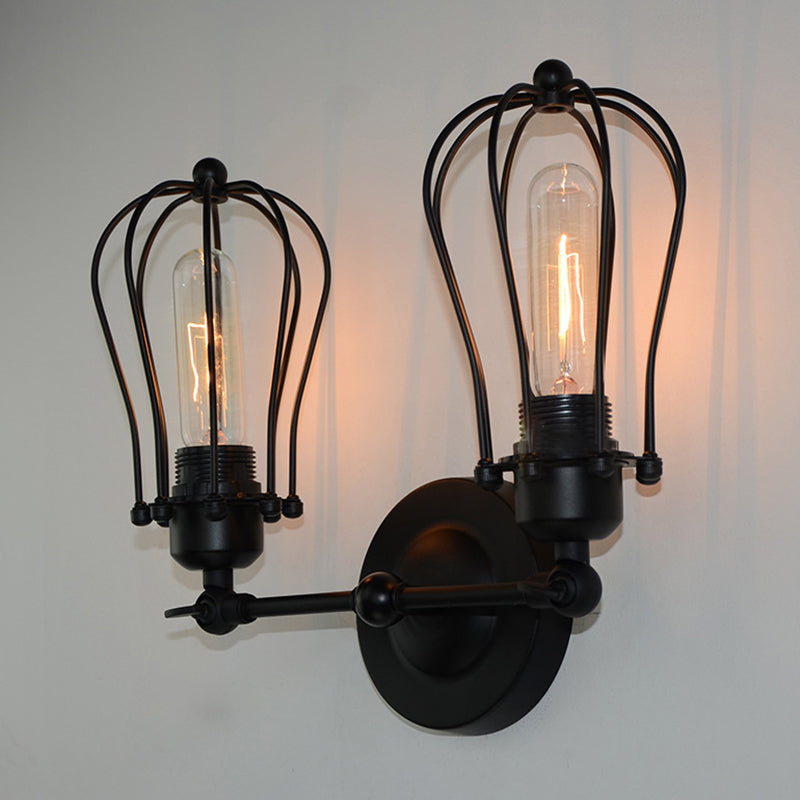 Industrial Style Vintage Double Vanity Wall Mounted Lamp For Bedroom Bathroom Black