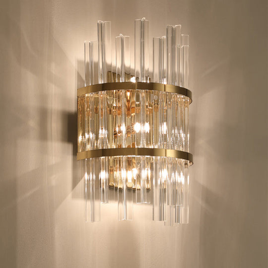 Modern Crystal Prism Sconce Lighting - 3 Lights Chrome/Gold Finish Living Room Wall Mounted Lamp