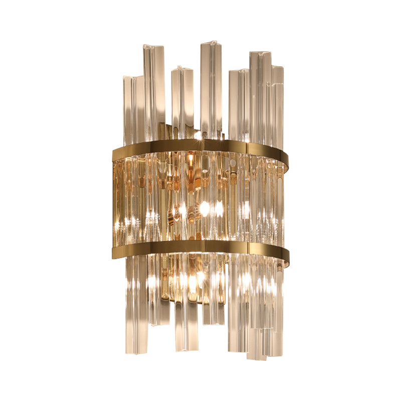 Modern Crystal Prism Sconce Lighting - 3 Lights Chrome/Gold Finish Living Room Wall Mounted Lamp