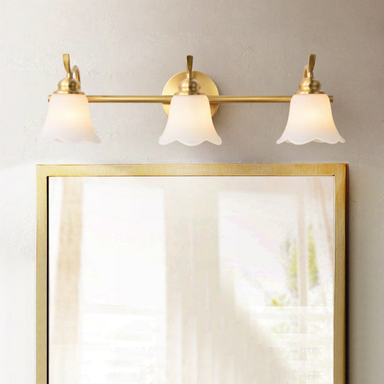 American Brass Wall Vanity Light With Frosted Glass For Indoor Down Lighting 3 /