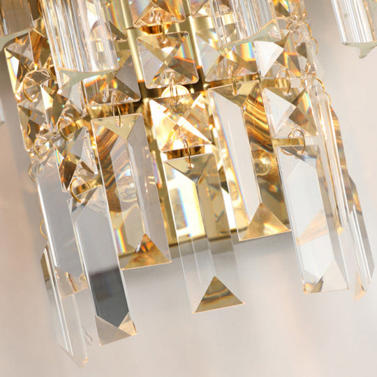 Modern Crystal Prism Sconce Lighting - 3 Lights Chrome/Gold Finish Living Room Wall Mounted Lamp