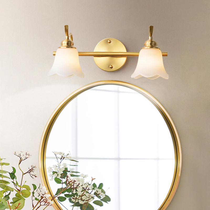 American Brass Wall Vanity Light With Frosted Glass For Indoor Down Lighting 2 /