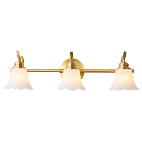 American Brass Wall Vanity Light With Frosted Glass For Indoor Down Lighting