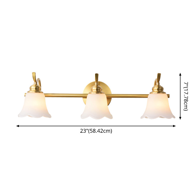 American Brass Wall Vanity Light With Frosted Glass For Indoor Down Lighting