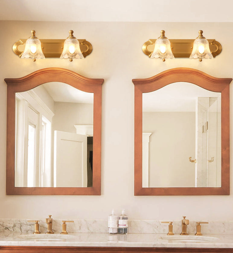 American Brass Wall Vanity Light With Frosted Glass For Indoor Down Lighting