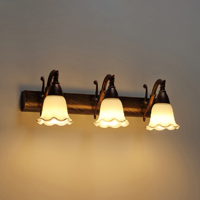 American Waterproof Bathroom Light Fixture With White Glass Shade - 2 Lights 3 / Weathered Copper