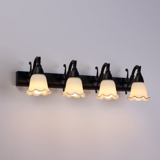 American Waterproof Bathroom Light Fixture With White Glass Shade - 2 Lights 4 / Matte Black