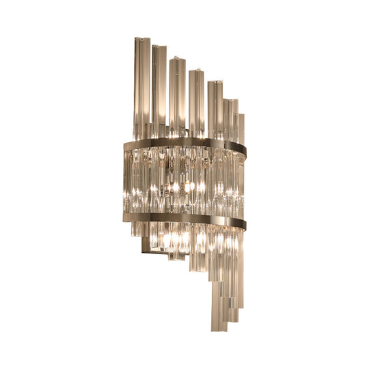 Modern Crystal Prism Sconce Lighting - 3 Lights Chrome/Gold Finish Living Room Wall Mounted Lamp