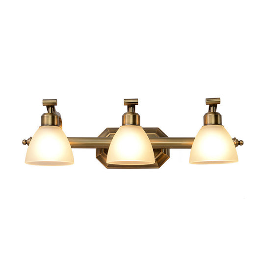 Brass Led Vanity Lighting For Makeup In Frosted Glass - American Bathroom Fixture 3 / Gold