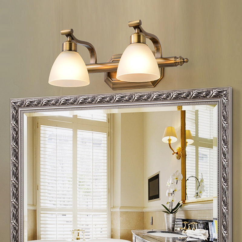 Brass Led Vanity Lighting For Makeup In Frosted Glass - American Bathroom Fixture