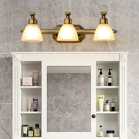 Brass Led Vanity Lighting For Makeup In Frosted Glass - American Bathroom Fixture