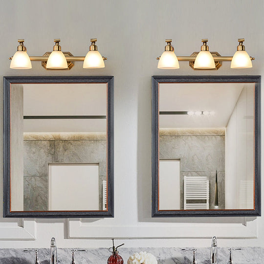 Brass Led Vanity Lighting For Makeup In Frosted Glass - American Bathroom Fixture