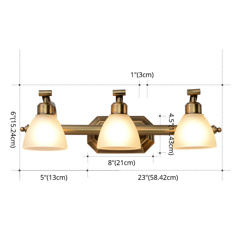 Brass Led Vanity Lighting For Makeup In Frosted Glass - American Bathroom Fixture