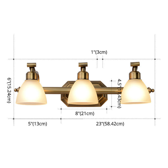 Brass Led Vanity Lighting For Makeup In Frosted Glass - American Bathroom Fixture