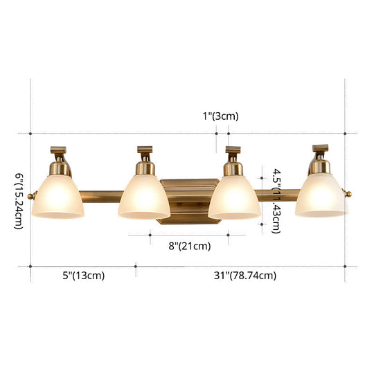 Brass Led Vanity Lighting For Makeup In Frosted Glass - American Bathroom Fixture