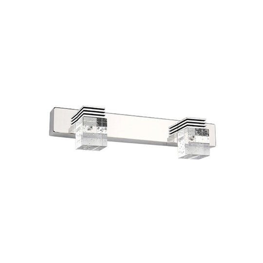 Modern Stainless Steel Bathroom Wall Light With Crystal Bubble Shade 2 / Stainless-Steel White