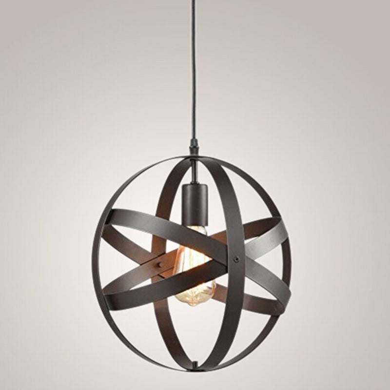 Industrial Metal Cage Pendant Light With Hanging Cord - Perfect For Restaurant Ceiling Lighting