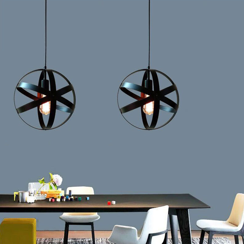 Industrial Metal Cage Pendant Light With Hanging Cord - Perfect For Restaurant Ceiling Lighting