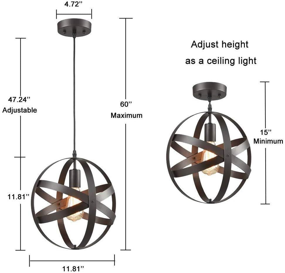 Industrial Metal Cage Pendant Light With Hanging Cord - Perfect For Restaurant Ceiling Lighting