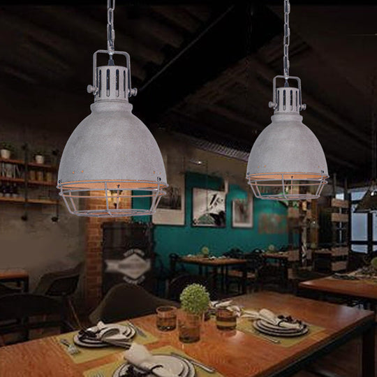 Retro Industrial Metal Hanging Bowl Light Kit With Chain For Restaurants