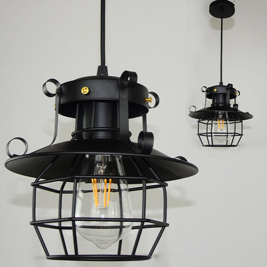 Retro Industrial Metal Cage Hanging Light - Perfect For Coffee Shops