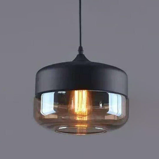 1 Light Pendant Lighting Retro Industrial Style Glass Pendant Ceiling Lights for Restaurant