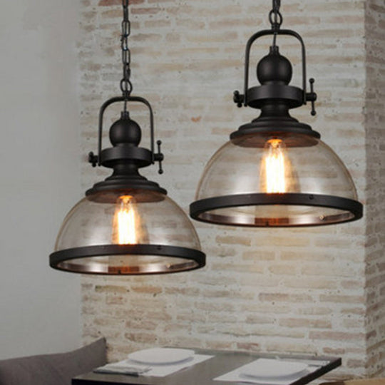 Dome Ceiling Pendant Light: Industrial Glass Hanging Lamp For Coffee Shop