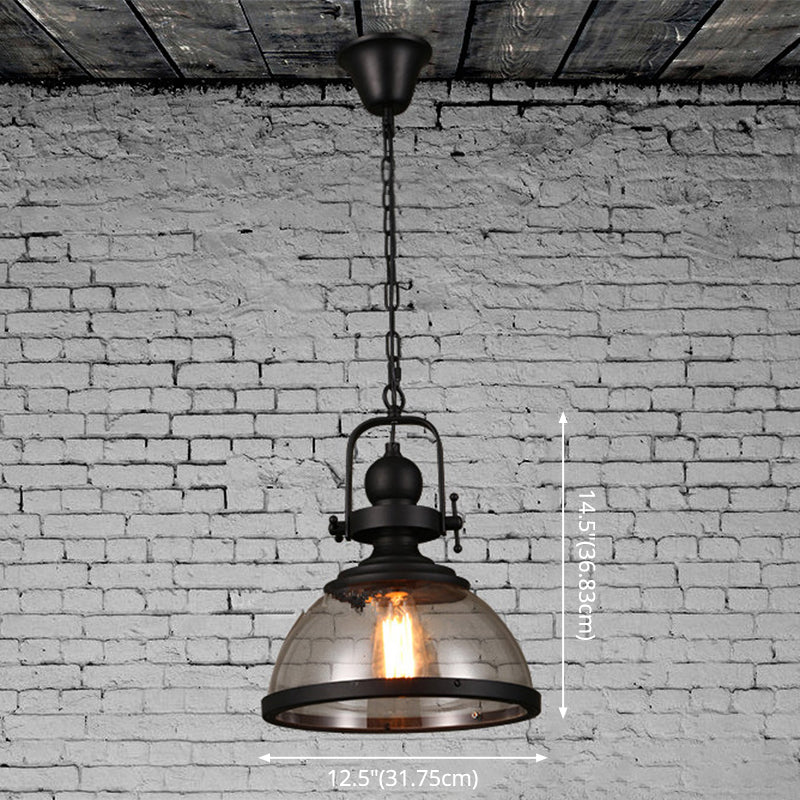 Dome Ceiling Pendant Light: Industrial Glass Hanging Lamp For Coffee Shop