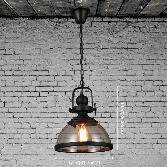 Dome Ceiling Pendant Light: Industrial Glass Hanging Lamp For Coffee Shop